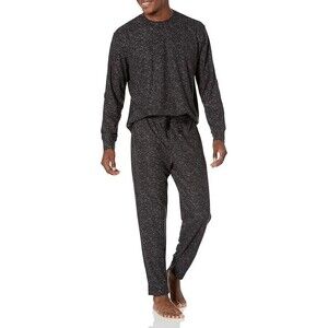 NAUTICA Sleepwear Mens Small Gray Marled Waffle Knit Thermal Pajama PJ Set